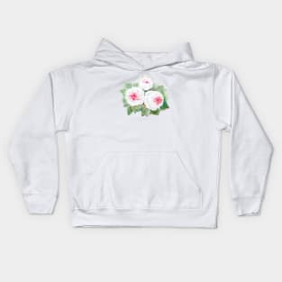 3 white and pink watercolor roses Kids Hoodie